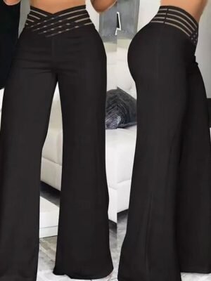 Streetwear Regular Fit Plain High Waist Full Length Chinos - Image 2