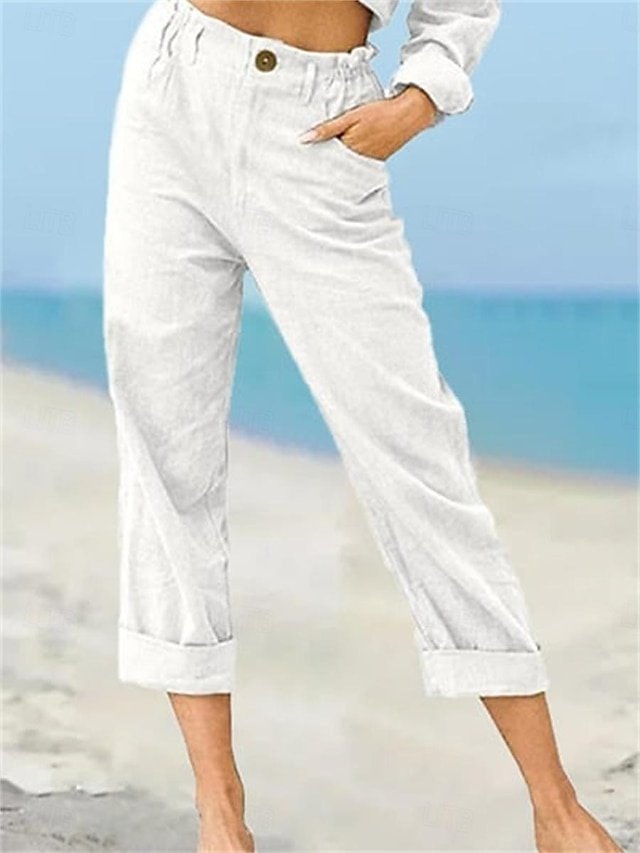 Streetwear Regular Fit Plain High Waist Long Chinos - Image 2