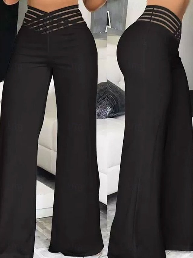 Streetwear Regular Fit Plain High Waist Full Length Chinos - Image 2