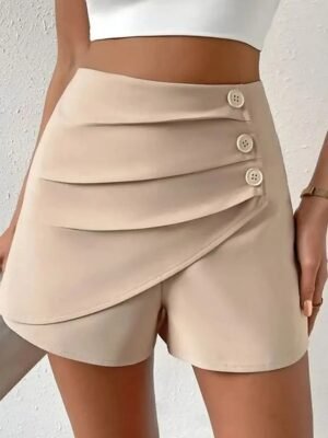 Streetwear Regular Fit Plain High Waist Micro-elastic Chino Shorts - Image 4