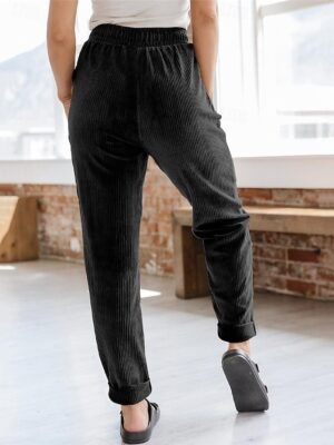 Streetwear Regular Fit Plain High Waist Full Length Chinos - Image 4