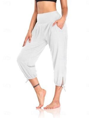 Streetwear Regular Fit Plain High Waist Ankle-Length Chinos - Image 4