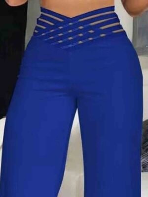 Streetwear Regular Fit Plain High Waist Full Length Chinos - Image 5
