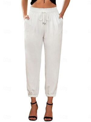 Streetwear Regular Fit Plain High Waist Full Length Chinos - Image 6