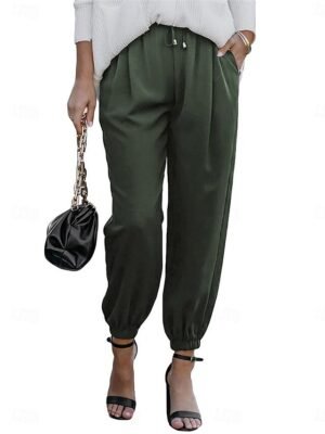 Streetwear Regular Fit Plain High Waist Full Length Chinos - Image 9