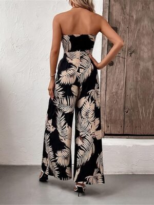Streetwear Regular Fit Print Strapless Sleeveless High Waist Jumpsuit - Image 2