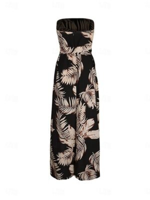 Streetwear Regular Fit Print Strapless Sleeveless High Waist Jumpsuit - Image 6