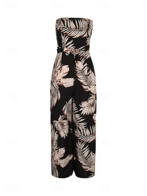 Streetwear Regular Fit Print Strapless Sleeveless High Waist Jumpsuit - Image 8