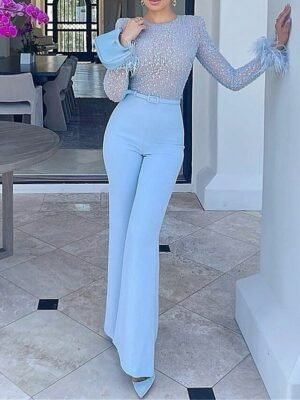 Streetwear Regular Fit Solid Colour Crew Neck Long Sleeve Jumpsuit - Image 8