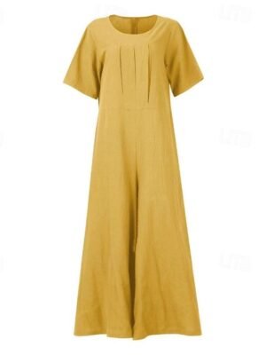 Streetwear Regular Fit Solid Colour Square Neck Short Sleeve Jumpsuit - Image 7