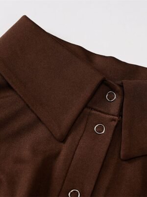Streetwear Regular Fit Solid Shirt Collar Long Sleeve Bodysuit - Image 16
