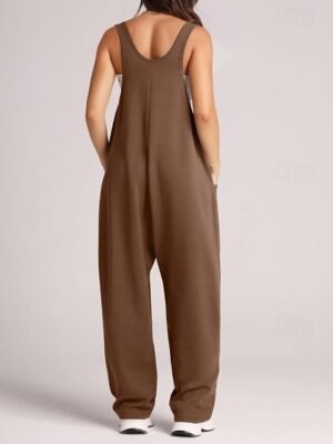 Streetwear Regular Fit Solid Sleeveless U Neck Pocket Jumpsuit - Image 10
