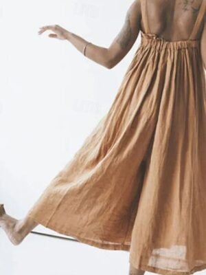 Streetwear Regular Fit Solid Square Neck Sleeveless Summer Jumpsuit - Image 4