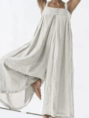 Streetwear Regular Fit Solid Square Neck Sleeveless Summer Jumpsuit - Image 6