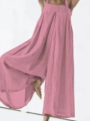 Streetwear Regular Fit Solid Square Neck Sleeveless Summer Jumpsuit - Image 7