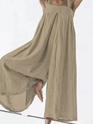 Streetwear Regular Fit Solid Square Neck Sleeveless Summer Jumpsuit - Image 8