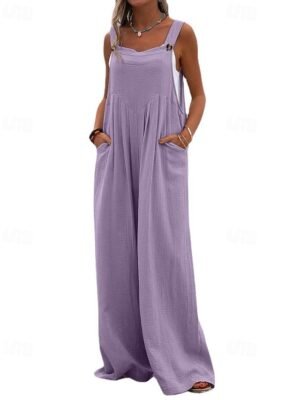 Streetwear Regular Fit Solid U Neck Sleeveless Jumpsuit - Image 11