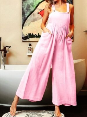 Streetwear Regular Fit Solid U Neck Sleeveless Overall - Image 12