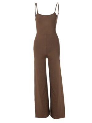 Streetwear Regular Fit Solid U Neck Sleeveless Split High Waist Jumpsuit - Image 20