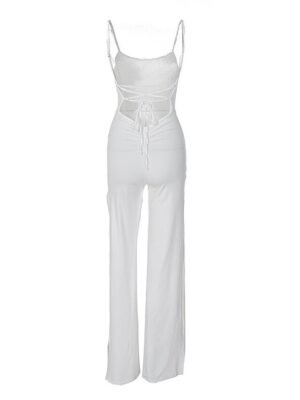 Streetwear Regular Fit Solid U Neck Sleeveless Split High Waist Jumpsuit - Image 21