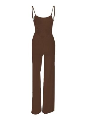Streetwear Regular Fit Solid U Neck Sleeveless Split High Waist Jumpsuit - Image 26