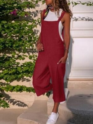 Streetwear Regular Fit Solid U Neck Sleeveless Jumpsuit - Image 5