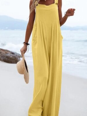 Streetwear Regular Fit Solid U Neck Sleeveless Jumpsuit - Image 5