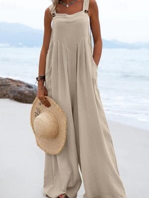 Streetwear Regular Fit Solid U Neck Sleeveless Jumpsuit - Image 6