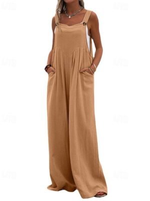 Streetwear Regular Fit Solid U Neck Sleeveless Jumpsuit - Image 8
