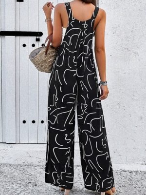 Streetwear Regular Floral U Neck Sleeveless Jumpsuit - Image 12