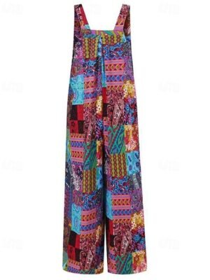 Streetwear Regular Floral U Neck Sleeveless Jumpsuit - Image 3