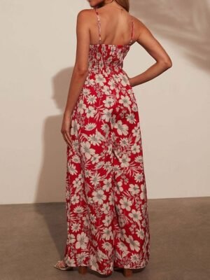 Streetwear Regular Floral U Neck Sleeveless Jumpsuit - Image 4