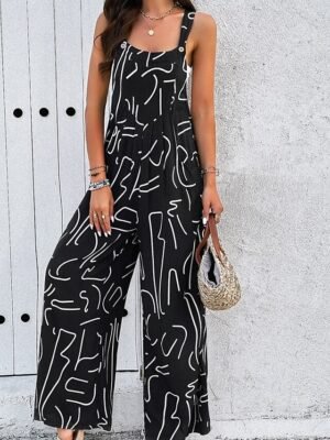 Streetwear Regular Floral U Neck Sleeveless Jumpsuit - Image 9