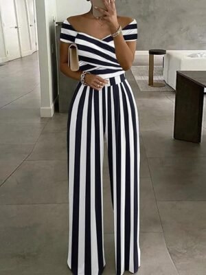 Streetwear Regular Solid Off Shoulder Sleeveless Summer Jumpsuit - Image 5