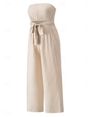 Streetwear Regular Solid Strapless Sleeveless Jumpsuit - Image 14