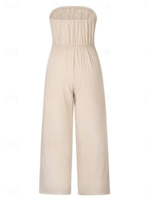 Streetwear Regular Solid Strapless Sleeveless Jumpsuit - Image 15