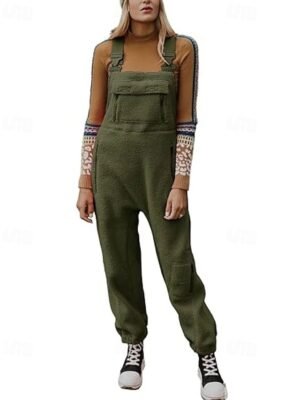 Streetwear Regular Solid U Neck Sleeveless Jumpsuit - Image 1