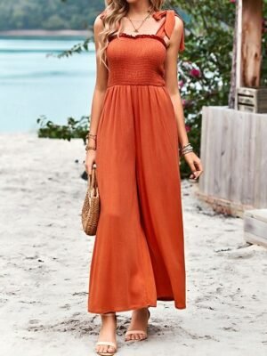 Streetwear Regular Solid U Neck Sleeveless Jumpsuit - Image 10