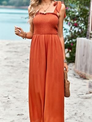 Streetwear Regular Solid U Neck Sleeveless Jumpsuit - Image 11