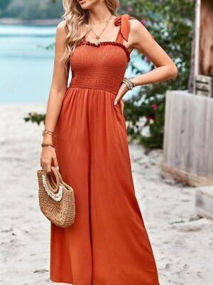 Streetwear Regular Solid U Neck Sleeveless Jumpsuit - Image 12