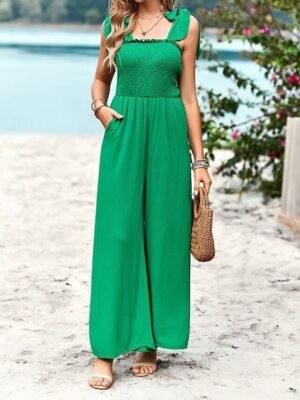 Streetwear Regular Solid U Neck Sleeveless Jumpsuit - Image 14