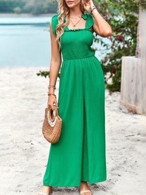 Streetwear Regular Solid U Neck Sleeveless Jumpsuit - Image 15