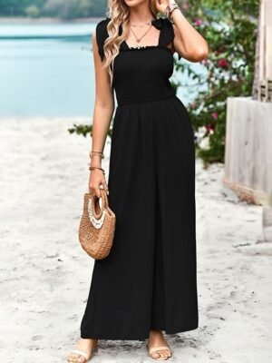 Streetwear Regular Solid U Neck Sleeveless Jumpsuit - Image 19