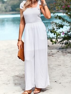 Streetwear Regular Solid U Neck Sleeveless Jumpsuit - Image 2