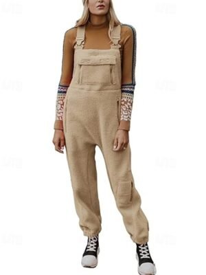 Streetwear Regular Solid U Neck Sleeveless Jumpsuit - Image 4