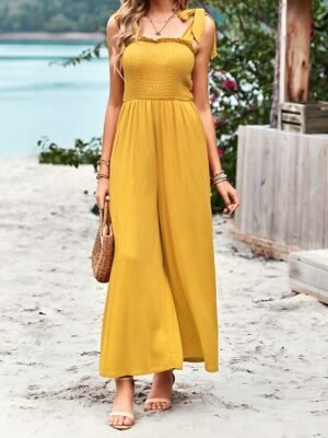 Streetwear Regular Solid U Neck Sleeveless Jumpsuit - Image 5