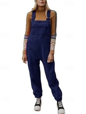 Streetwear Regular Solid U Neck Sleeveless Jumpsuit - Image 5