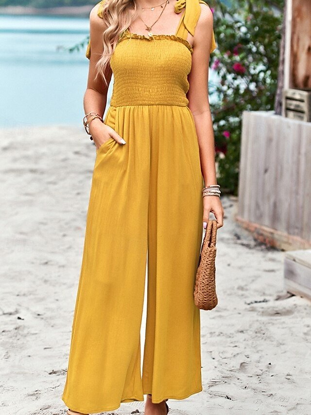 Streetwear Regular Solid U Neck Sleeveless Jumpsuit - Image 7