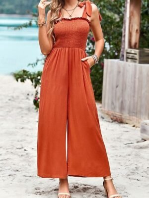 Streetwear Regular Solid U Neck Sleeveless Jumpsuit - Image 9