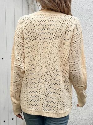 Streetwear Regular Solid V Neck Long Sleeve Sweater - Image 2
